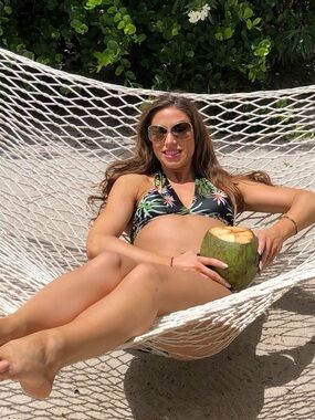 Beach Riot Black Tropical Floral Halter Bikini